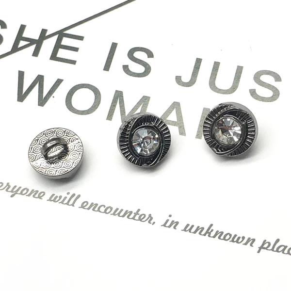 Gun color+white diamond*10mm*circular*inlay
