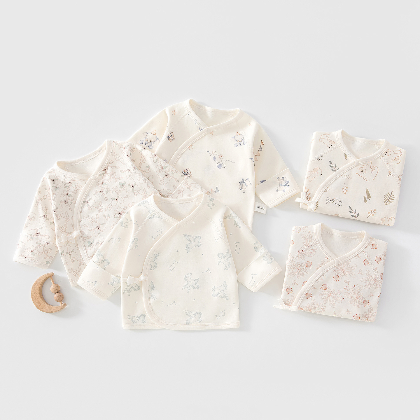 Newborn baby half-back clothing, seamless pure cotton, warm and snug-fitting monk-style top for all seasons, baby top