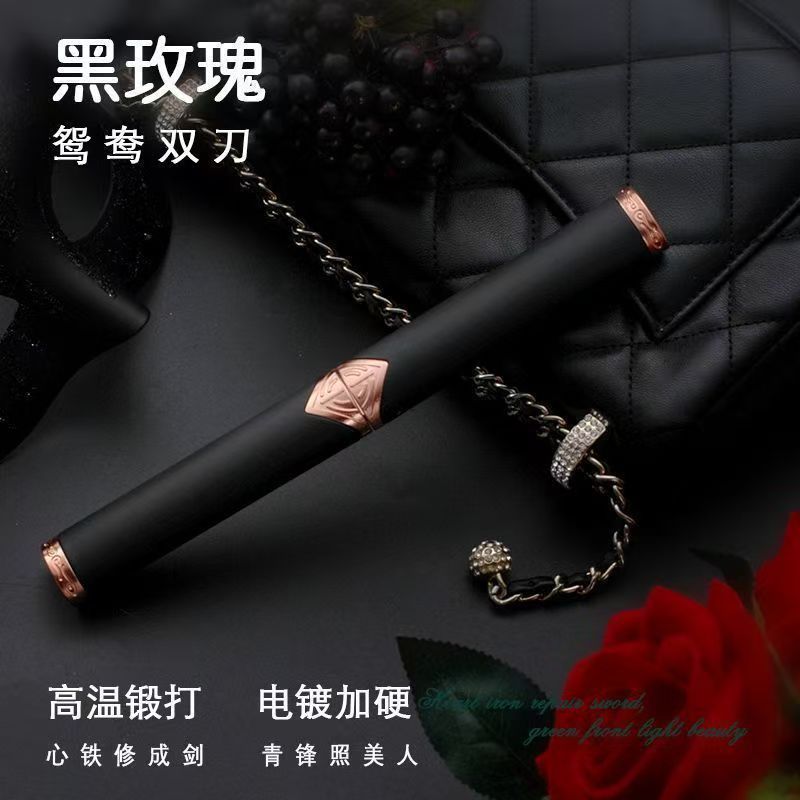 新款黑玫瑰鸳鸯双刀锋利家用便携水果刀多功能高档锋利小刀二合一