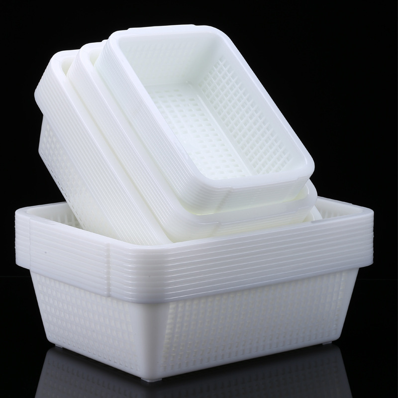 Thickened Plastic Basket Rectangular Malatang Barbecue Kitchen Washing Basket Hollow Draining Large Storage Basket for Goods