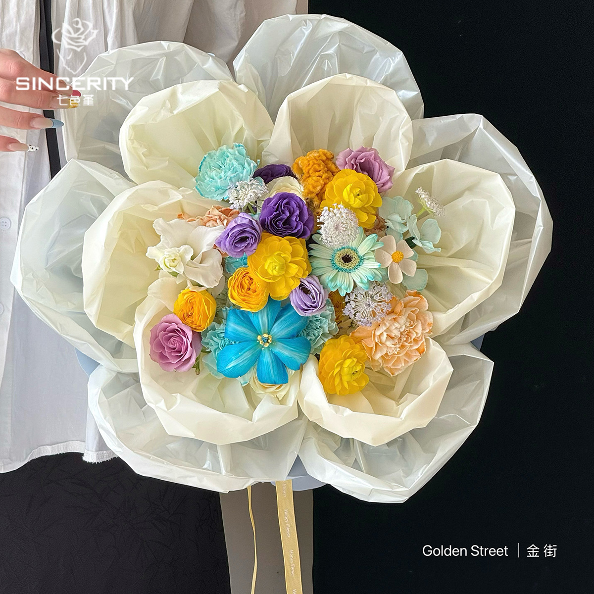 Nueva película de alas de ciga de siete colores de cordier impermeable papel de embalaje de flores DIY embalaje de flores materiales de papel de embalaje