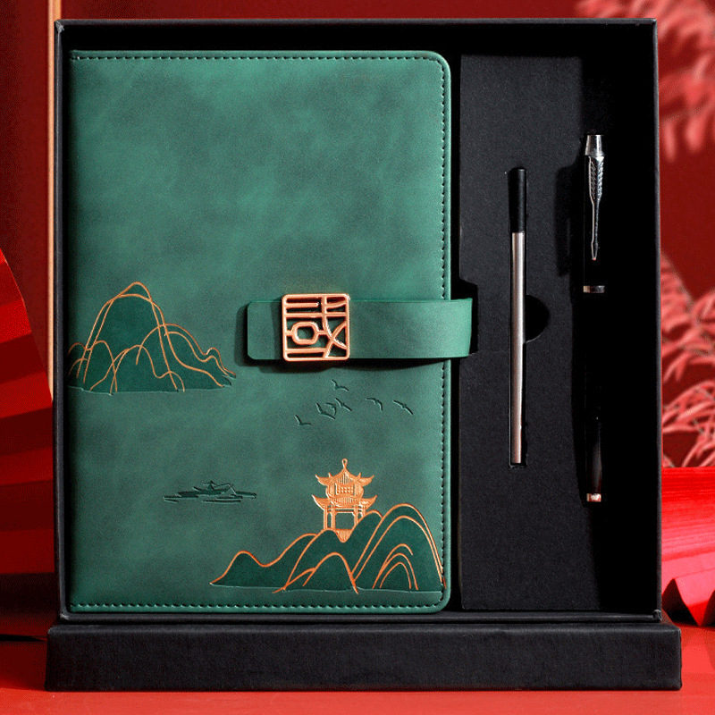 Customized Notebook Set for Teachers' Day, High-End Creative Engraved Gift Set, Souvenir Business Notebook, in Stock