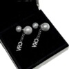 Small earrings with letters from pearl, design silver needle, Chanel style, trend of season