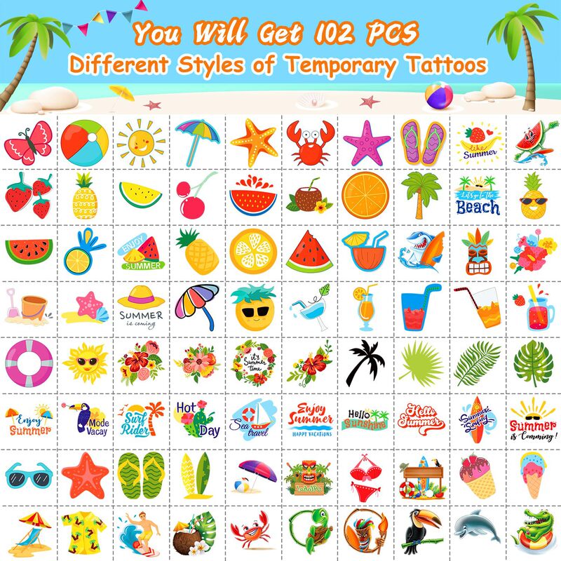 Amazon's Best-Selling Summer Pool and Beach Party Gifts, Children's Tattoos in 102 Styles, Large Hawaiian Style Amazon's Best-Selling Summer Pool and Beach Party Gifts, Children's Tattoos in 102 Styles, Large Hawaiian Style
