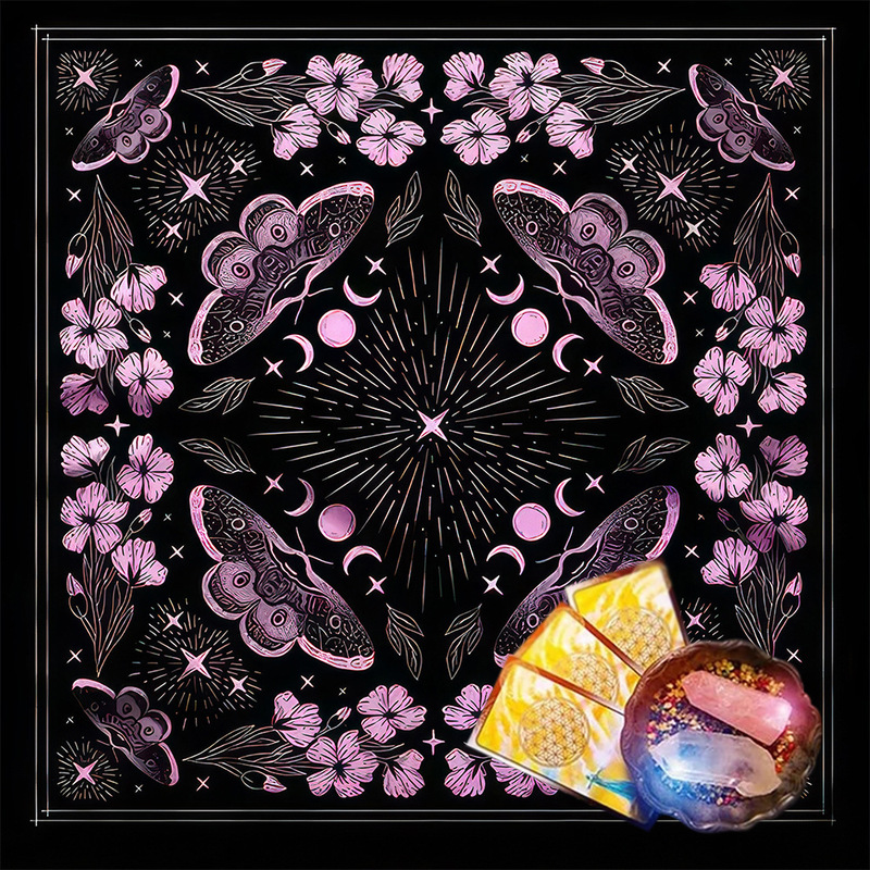 タロットテーブルクロスTarot Tablecloth布マット月相太陽花卉太陽生命樹ベルベットテーブルクロス|undefined