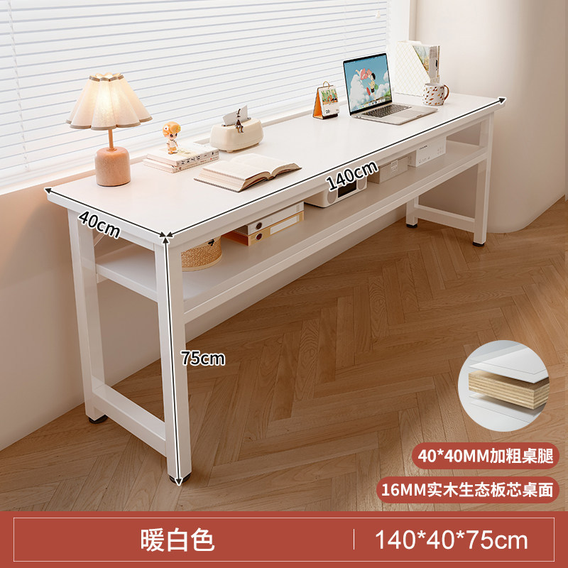 Escritorio para niñas dormitorio casero tabla larga tabla rectangular contra la pared tabla estrecha mesa de trabajo escritorio de computadora simple casa de alquiler image 36