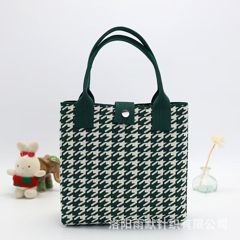 Nuevo bolso de punto de gran capacidad Tote bolso de ocio bolso de mano salvaje estilo coreano tendencia pata de gallo para hombres y mujeres