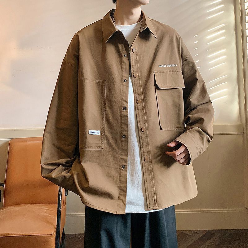 1 Camicia da uomo di alta qualità, nuova giacca da lavoro, cardigan, stile casual giapponese di Hong Kong, outfit primaverile_voghion.com