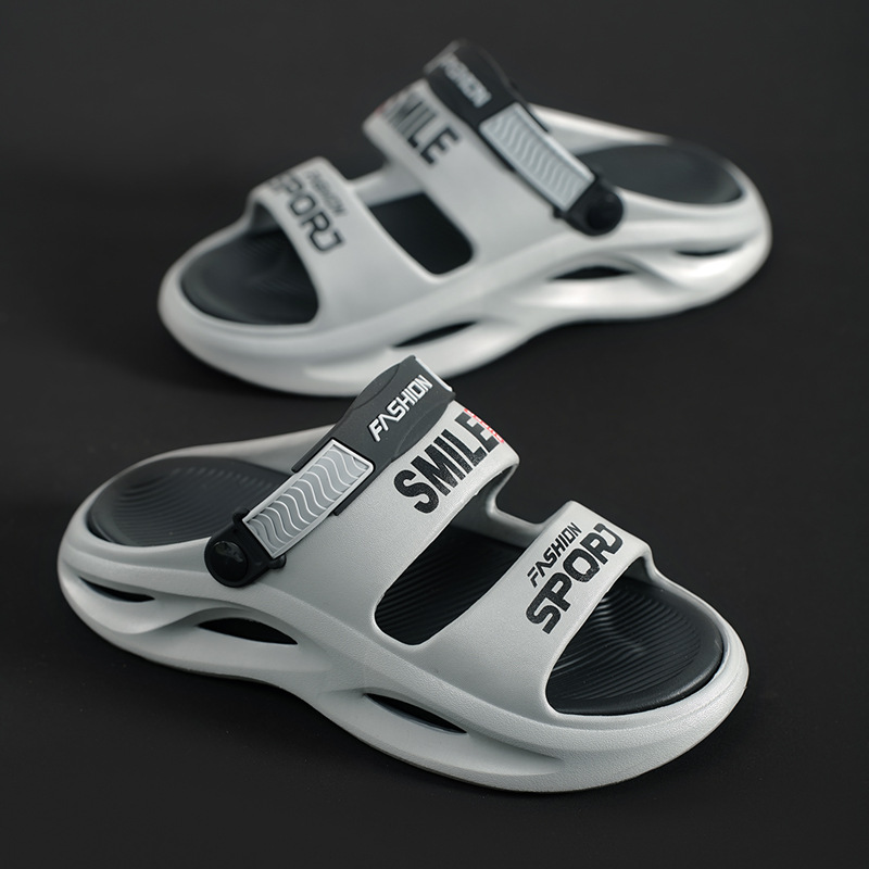 Zapatillas de hombre, uso exterior de verano, suela gruesa antideslizante, sensación de mierda, baño, deportes de playa, conducción, sandalias sin sabor de doble uso, hombre