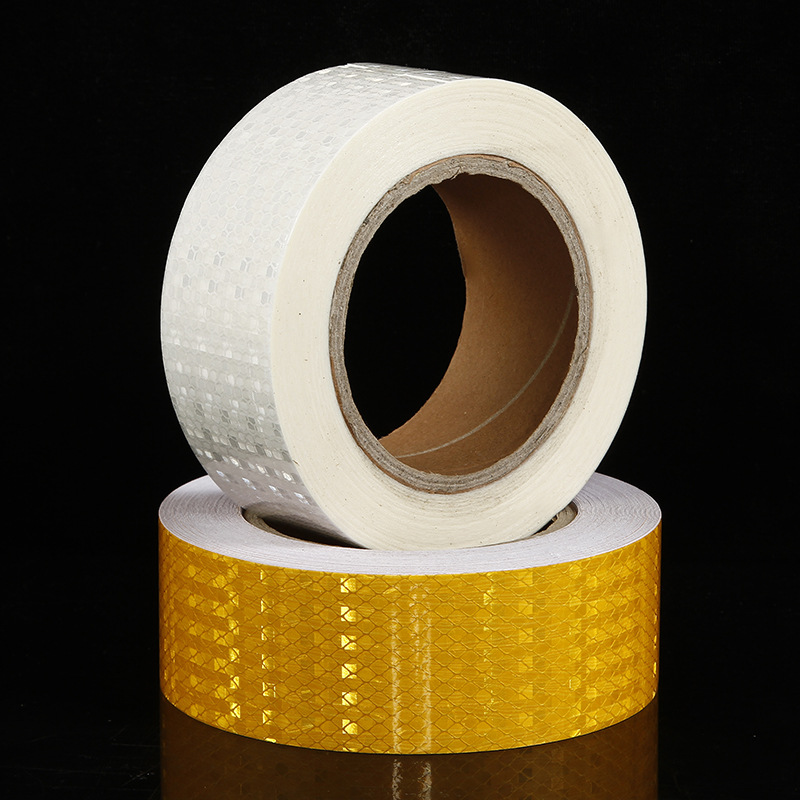 厂家批发橙色单色反光胶带白色晶彩格汽车反光贴PET反光膜反光贴