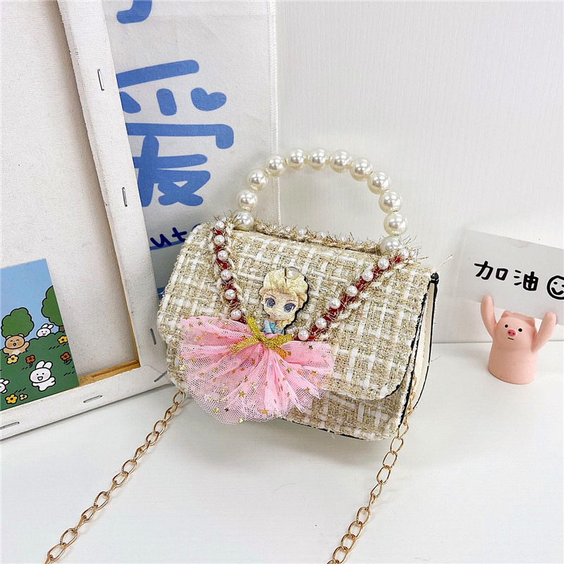 Bolso para niños 2021 nueva niña linda bolsa de mensajero moda princesa perla bolso cadena bolsa de hombro