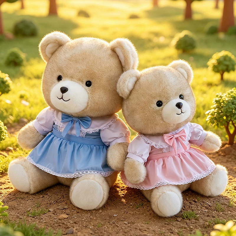 Мягкая игрушка мишка с платьем и бантом подарок для девочек