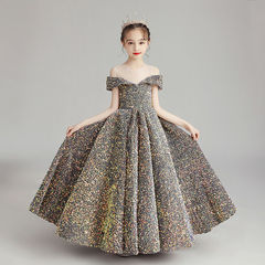 New Women's Children's Evening Gown Princess Dress Wedding Dress Child High-end Birthday Host Piano Performance Costume