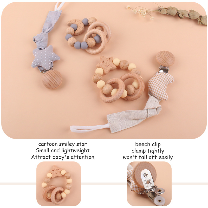 Infante chupete cadena bebé creativo dibujos animados Luna estrella mordedura molar pulsera traje de juguete