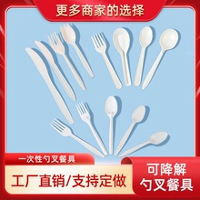 一次性塑料可降解小刀叉勺奶白色吸塑成型可微波可定制刀叉勺餐具
