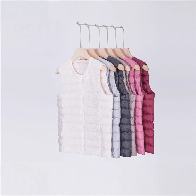 Cross-border Collarless New Down Vest Women's Autumn and Winter Short Slim-fit Lightweight Korean Style Inner Waistcoat Vest Jacket Cross-border Collarless New Down Vest Women's Autumn and Winter Short Slim-fit Lightweight Korean Style Inner Waistcoat Vest Jacket
