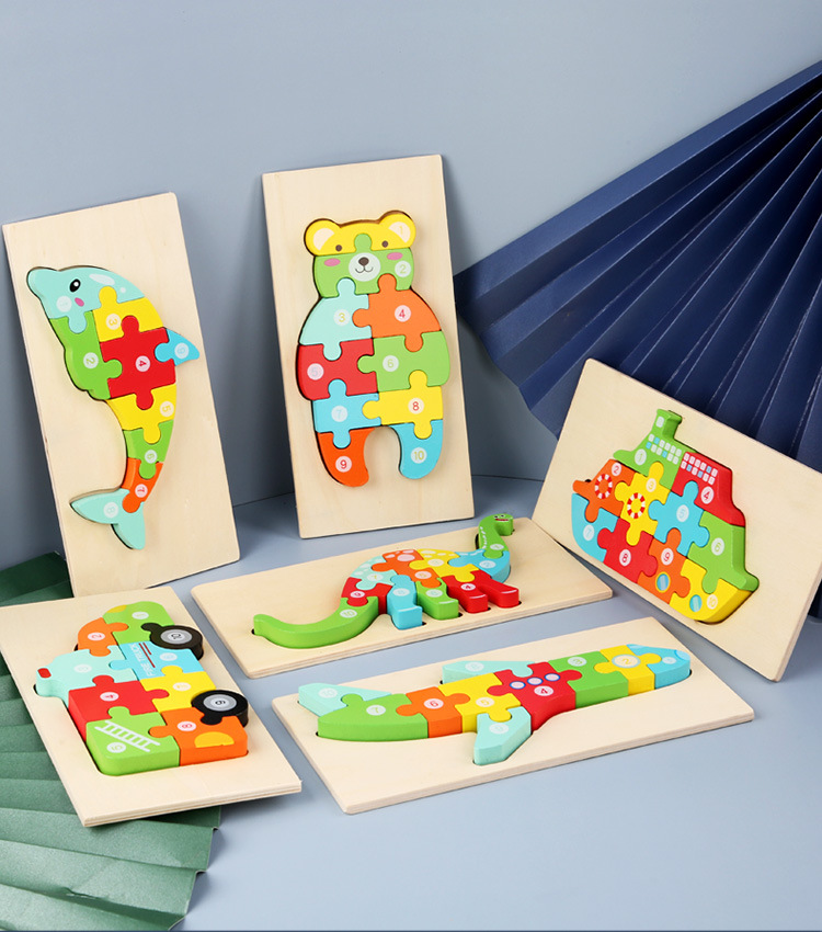 跨境动物卡通立体拼图玩具早教益智儿童大块积木配对玩具手抓板详情7