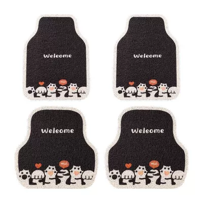 Car wire loop floor mat, single piece for the driver's side and passenger side, carpet-style driver's seat floor mat, universal (Universal Foot Pad) - black-cat-paw-full-set-of-four-parts-for-the-vehicle