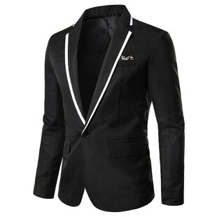 Z 15747 Solid Color Single Button Suit Jacket ƴɫ�ο����b