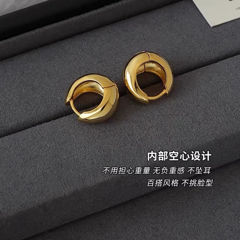 欧美跨境爆款耳扣几何光面圆弧形耳饰百搭耳环冷淡风简约高级耳钉|undefined