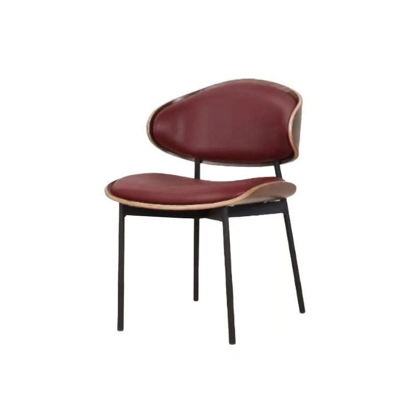 Sillas de lujo ligeras italianas sillas de oficina de diseño minimalistas sillas de café tablero curvo sillas de madera maciza sillas de comedor de acero al carbono