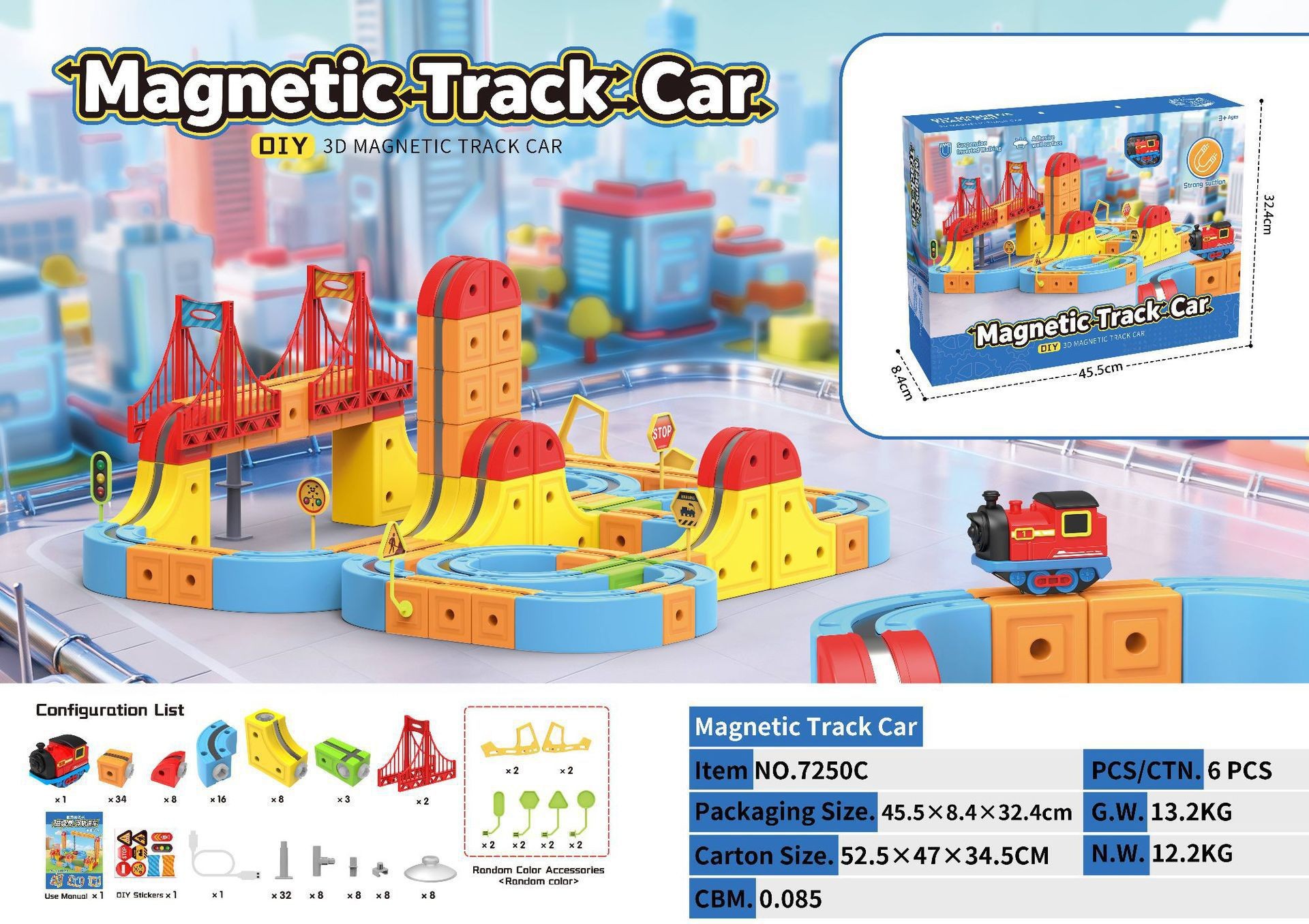 Transfronterizo antigravedad suspensión imitación de bloque de construcción magnética vagón de ferrocarril infantil tren pequeño juguetes juguetes niños juguetes niñas