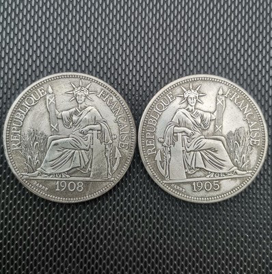 厂家直销 壹两仿古银元美国1908年直径45mm铜芯镀银色七个头座洋|ms