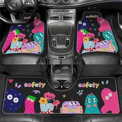 Cartoon Car Floor Mats, Avtomobil döşəmə paspasları - zx-cute-cartoon-car-floor-mats-17-5060-front-foot-wire-loop-self-cut