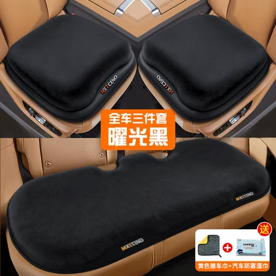 warm for the rear seat, Seat cushion, seat cover - imported-baby-fleece-radiant-black-full-car-coverage-five-layers-of-thickening-automatic-temperature-locking-universal-for-all-models