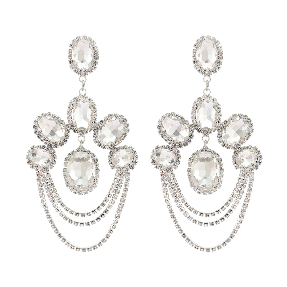 Shopping Occasion Glass Material 1 Pair British Style Geometric Glass Plating Artificial Gemstones Women's Earrings