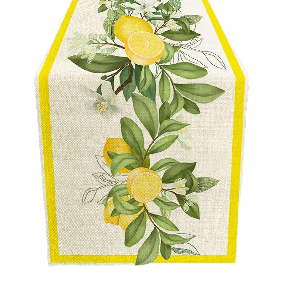 Nuevo verano limón lino bandera de mesa de fiesta al aire libre decoración de mesa de té de tela en el hogar bandera de mesa de té
