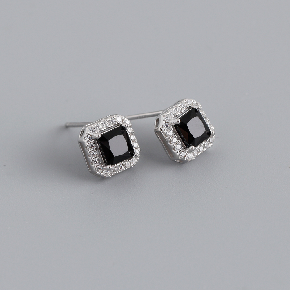 Mode Géométrique Argent Sterling Incruster Zircon Boucles D'oreilles 1 Paire display picture 9