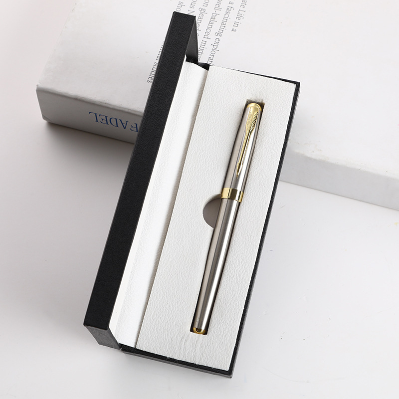 Pluma de firma de metal comercial de alta calidad, caja de regalo, logotipo personalizado, publicidad, grabación de pluma neutra
