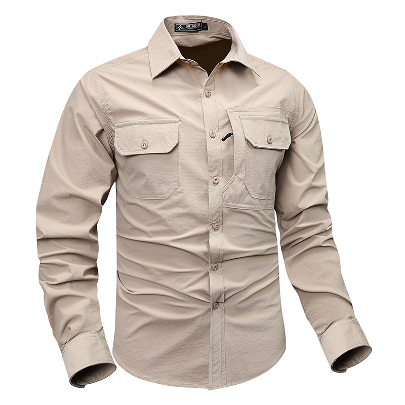 Camisas tácticas al aire libre para hombres primavera y otoño nuevo elástico secado rápido desgaste camisa militar de montaña caminata ropa de hombre