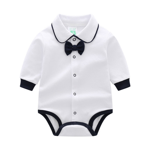 Baby Bodysuit Triangle Long Sleeve Spring and Autumn Season Diaper Cover Shirt Full Moon Gentleman Dress Newborn 100th Day Crawling Suit