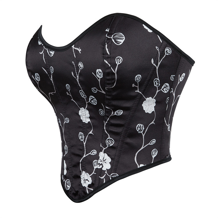 Impresión negra sexy sin correa de hombro para limpiar el pecho sexy corte corte vestimenta de forma Amazon temu transfronterizo