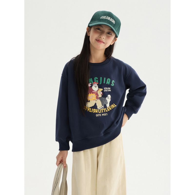 女童美式卡通印花卫衣2025秋季新款儿童宽松休闲上衣百搭洋气长袖|undefined