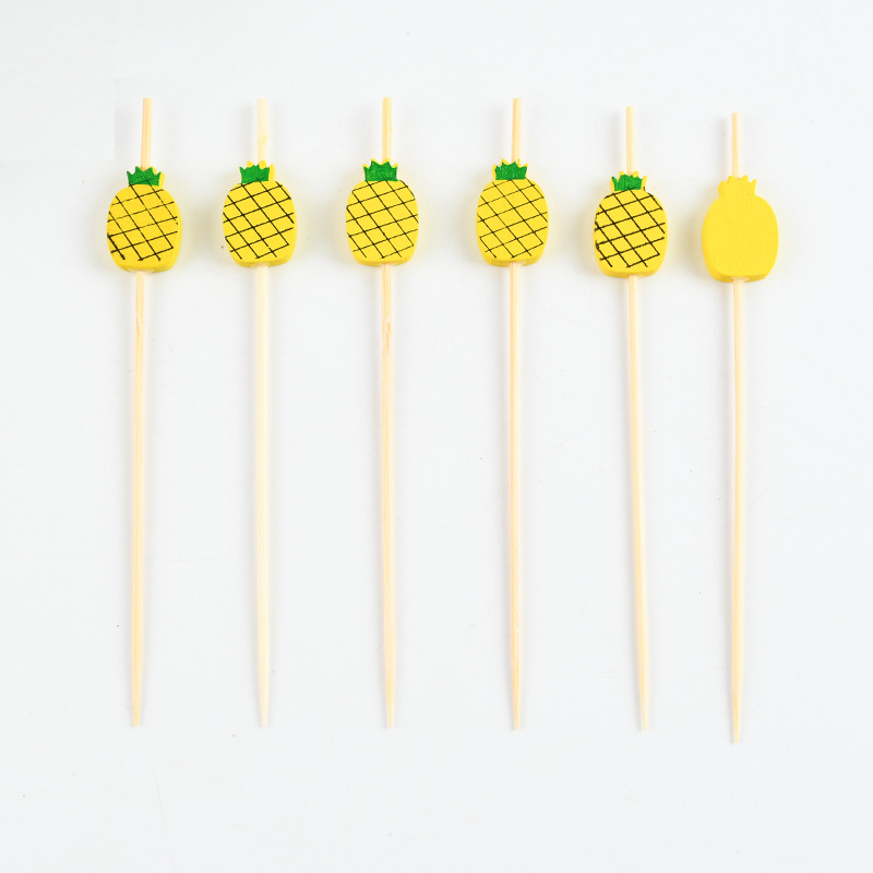 Mayorista creativo piña desechable stick de fruta stick de cóctel stick de torta horquilla de bocadillos stick postre