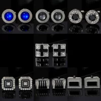 AliExpress Amazon новый круглый бриллиант черный кристалл мужской запонки французская рубашка рукава cufflinks