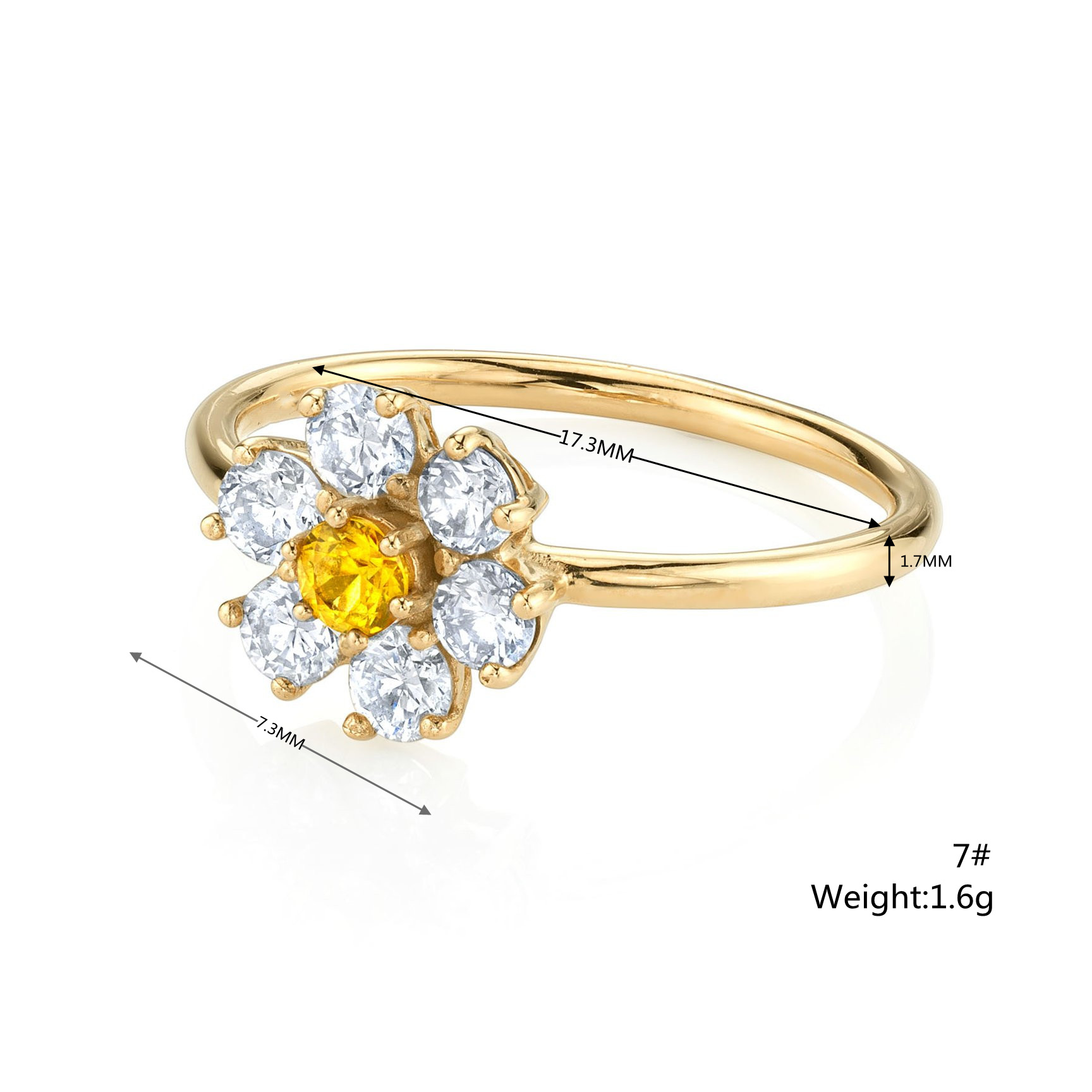 Two-tone Flower Ring Copper Zircon Cross-border Exclusive Fashion Ring display picture 1