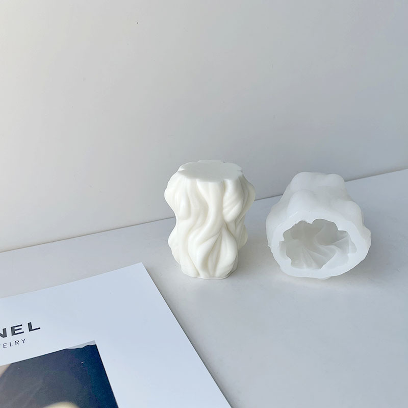 Transfronteriza onda geométrica aromaterapia vela molde de silicona DIY hecho a mano jabón yeso decoración fragante piedra herramienta abrasiva de silicona
