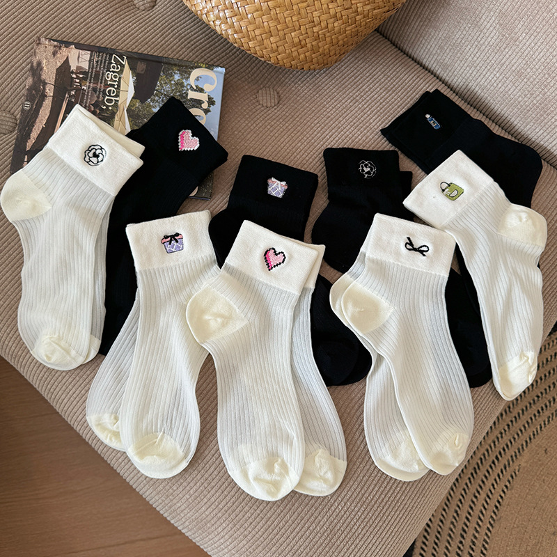 中筒襪子女批發卡通夏季薄款玻璃絲網眼透氣日系可愛夏天短筒襪