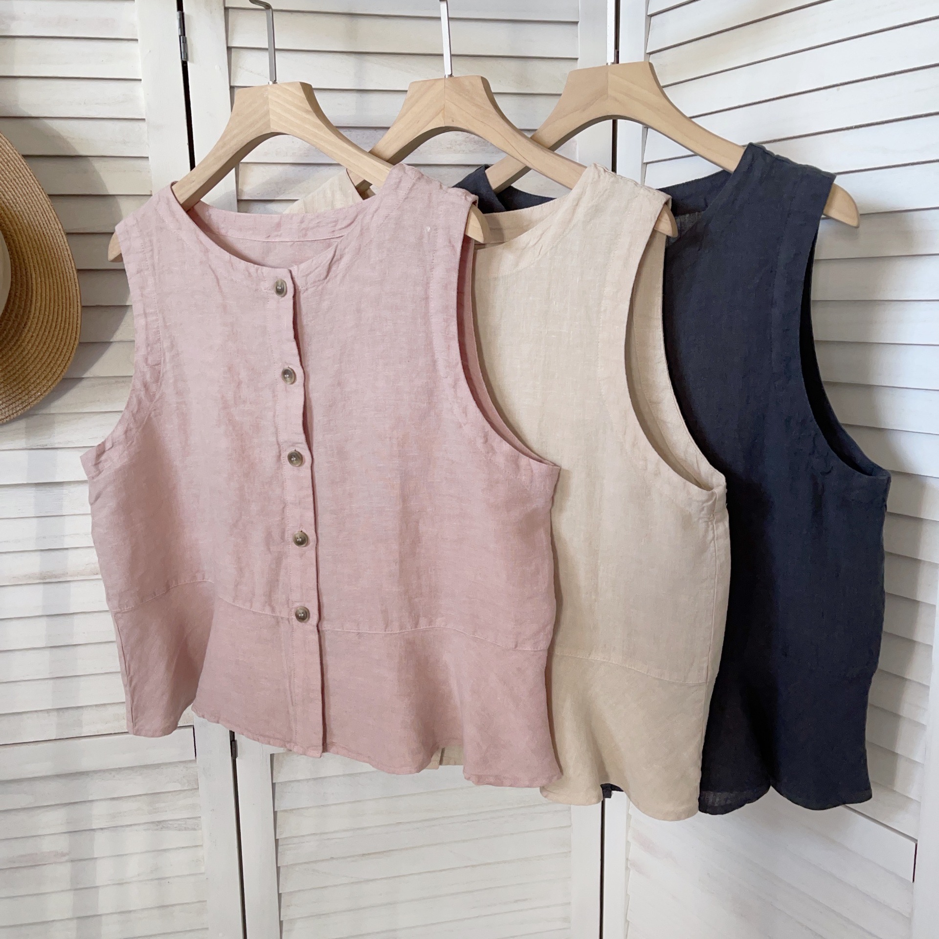 Linen Vest Women's Summer Loose Round Neck Sleeveless Vest Top 2025