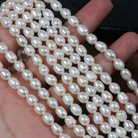 6 мм нить рисовые бусины натуральный пресноводный настоящий жемчуг свободные бусины DIY бусины ручной работы Ювелирный материал в наличии