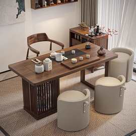 新中式办公室功夫泡茶桌茶盘一体实木家用客厅茶桌子休闲茶台茶几