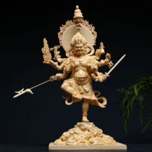 桧木精雕秽迹金刚像乌枢沙摩明王唐密法神木雕佛像摆件家居装饰品