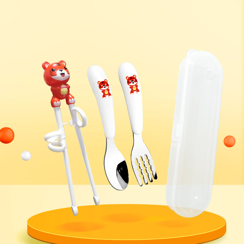 레드 타이거 학습 젓가락 + 304 스푼 포크 상자