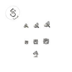 SMTNEK ASTM F-136 Titanium Alloy Four-Claw Diamond Lip Stud Earring Drill Head DIY Piercing Jewelry Accessory