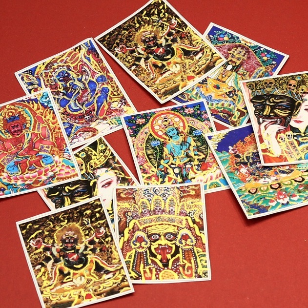 手描きの金のチベットタンカ絵画コアハート前世と現在のザキラムグリーンタラとマラパラ卸売|undefined