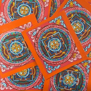 Pure hand-painted thangka mandala 4*5 card core
